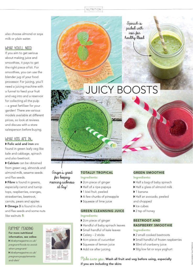 juices and smoothies for pregnancy health